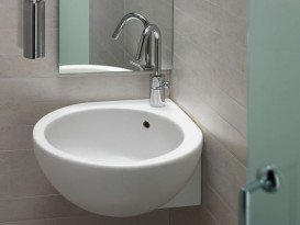 Раковина для ванної кутова Hatria You & Me 46х46 кріплення зліва санфарфор білий Y0H601