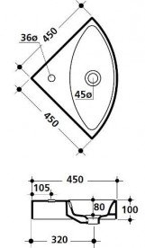 Раковина для ванної кутова Kerasan Cento підвісна / накладна 45х45 см біла 354101