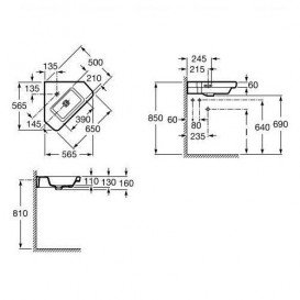 Раковина для ванной угловая подвесная Roca Dama-n с одним отверстием под смеситель белая A32778C000