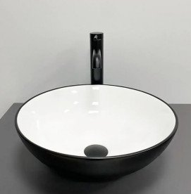 Раковина для ванної кімнати VBI Amalfi ⌀39,5 см кераміка чорний/білий VBI-013401