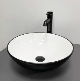 Раковина для ванної кімнати VBI Amalfi ⌀39,5 см кераміка чорний/білий VBI-013401