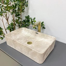 Раковина для ванної кімнати VBI ARABBA M 56x34,5 см кераміка бежевий камінь матовий VBI-013504