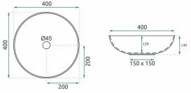 Раковина для ванной VBI Arcile ⌀40 см керамика синий узор VBI-016102