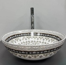 Раковина для ванной VBI Arcile ⌀40 см керамика серый узор VBI-016103