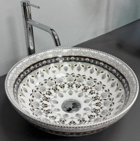 Раковина для ванной VBI Arcile ⌀40 см керамика серый узор VBI-016103