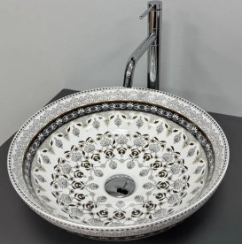 Раковина для ванной VBI Arcile ⌀40 см керамика серый узор VBI-016103