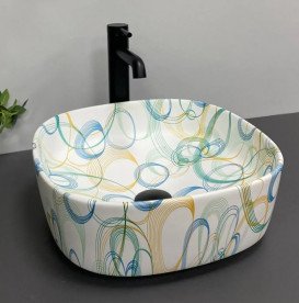 Раковина для ванной VBI Arezzo 37,5х37,5 см керамика abstract matt VBI-013203