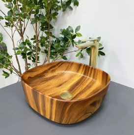 Раковина для ванной VBI AREZZO 37,5x37,5 см керамика дерево матовое VBI-013205