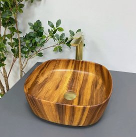 Раковина для ванной VBI AREZZO 37,5x37,5 см керамика дерево матовое VBI-013205