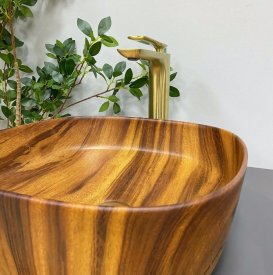 Раковина для ванной VBI AREZZO 37,5x37,5 см керамика дерево матовое VBI-013205