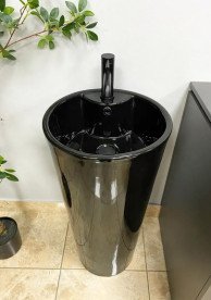 Раковина для ванної VBI Bolonia підлогова ⌀40 см кераміка чорний глянсовий VBI-019018