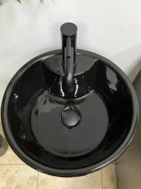 Раковина для ванної VBI Bolonia підлогова ⌀40 см кераміка чорний глянсовий VBI-019018