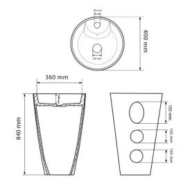 Раковина для ванної VBI Bolonia підлогова ⌀40 см кераміка чорний глянсовий VBI-019018