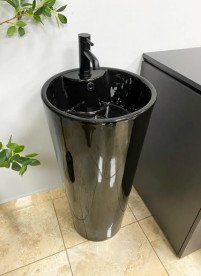 Раковина для ванної VBI Bolonia підлогова ⌀40 см кераміка чорний глянсовий VBI-019018