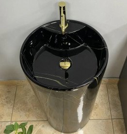 Раковина для ванной VBI Bolonia напольная 47х46,5 см керамика черный мрамор VBI-019026