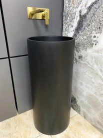 Раковина для ванной VBI Catania напольная ⌀38,5 см конгломерат черный матовый VBI-019021