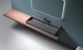 Раковина для ванної VBI Este 120х46 см штучний камінь чорний VBI-019928