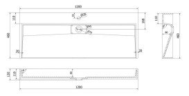 Раковина для ванної VBI Este 120х46 см штучний камінь чорний VBI-019928