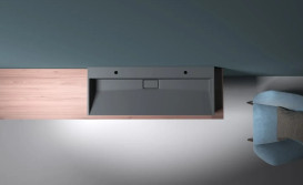 Раковина для ванної VBI Este 120х46 см штучний камінь чорний VBI-019930