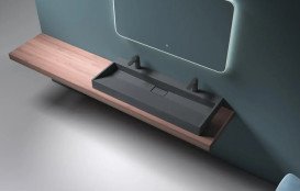 Раковина для ванної VBI Este 120х46 см штучний камінь чорний VBI-019930