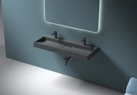 Раковина для ванної VBI Este 120х46 см штучний камінь чорний VBI-019930