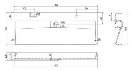 Раковина для ванної VBI Este 120х46 см штучний камінь чорний VBI-019930
