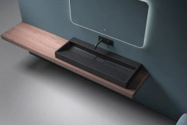 Раковина для ванной VBI Este 120х46 см искусственый камень черный VBI-019929