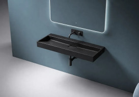 Раковина для ванной VBI Este 120х46 см искусственый камень черный VBI-019929