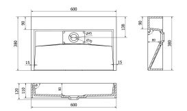 Раковина для ванної VBI Este 60х38 см штучний камінь білий VBI-019906