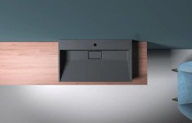 Раковина для ванної VBI Este 70х46 см штучний камінь чорний VBI-019911