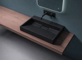 Раковина для ванної VBI Este 70х46 см штучний камінь чорний VBI-019912