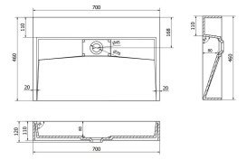 Раковина для ванної VBI Este 70х46 см штучний камінь чорний VBI-019912