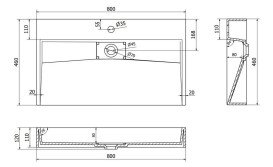Раковина для ванної VBI Este 80х46 см штучний камінь чорний VBI-019915