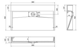 Раковина для ванної VBI Este 80х46 см штучний камінь чорний VBI-019916