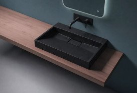 Раковина для ванної VBI Este 90х46 см штучний камінь чорний VBI-019920