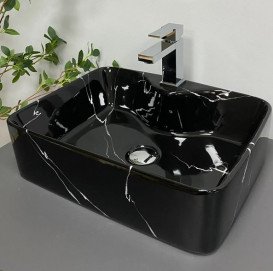 Раковина для ванної VBI Forli 48х37 см кераміка black marmo glossy VBI-011107