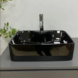 Раковина для ванної VBI Forli 48х38 см кераміка чорний глянсовий VBI-011106