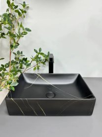Раковина для ванної кімнати VBI LATINA 51x34,5 см кераміка чорний камінь матовий VBI-013103