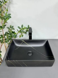 Раковина для ванної кімнати VBI LATINA 51x34,5 см кераміка чорний камінь матовий VBI-013103