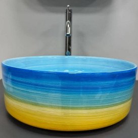 Раковина для ванної VBI Liberta ⌀37,5 см кераміка синій/жовтий VBI-016107
