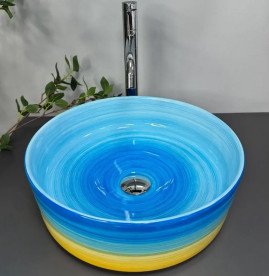Раковина для ванної VBI Liberta ⌀37,5 см кераміка синій/жовтий VBI-016107