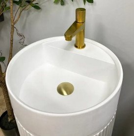 Раковина для ванной VBI Mirano напольная ⌀39 см искусственный камень белый матовый VBI-019022