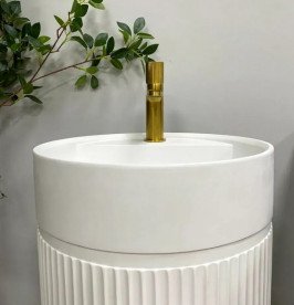 Раковина для ванной VBI Mirano напольная ⌀39 см искусственный камень белый матовый VBI-019022