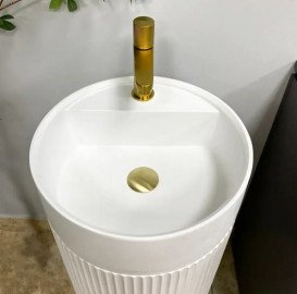 Раковина для ванной VBI Mirano напольная ⌀39 см искусственный камень белый матовый VBI-019022