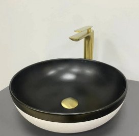 Раковина для ванної VBI Ormela ⌀40 см кераміка чорний матовий/білий матовий VBI-016900