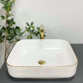 Раковина для ванной VBI PALERMO 50x39 см керамика белый с золотой каймой VBI-012308