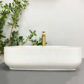 Раковина для ванной VBI PALERMO 50x39 см керамика белый с золотой каймой VBI-012308