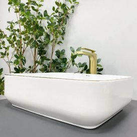 Раковина для ванной VBI PALERMO 50x39 см керамика белый с золотой каймой VBI-012308