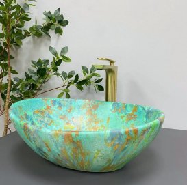 Раковина для ванної кімнати VBI PARMA  41,5x33,5 см кераміка мармур зелений матовий VBI-011003