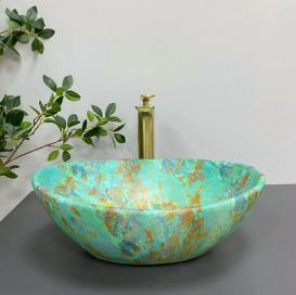Раковина для ванної кімнати VBI PARMA  41,5x33,5 см кераміка мармур зелений матовий VBI-011003